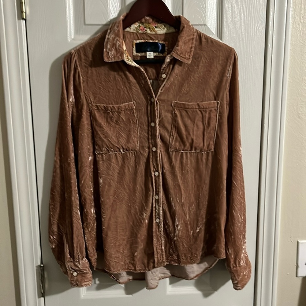 Blue Rain Soft to the Touch Button Down Blush Color Shirt.